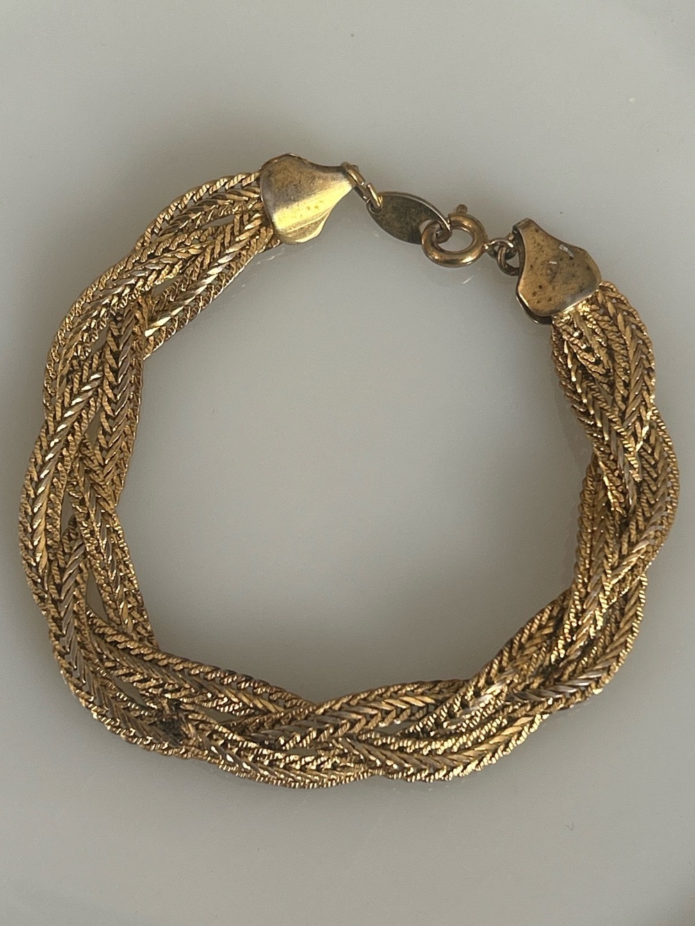 Vintage Trifari Braided Herringbone Chain Bracelet